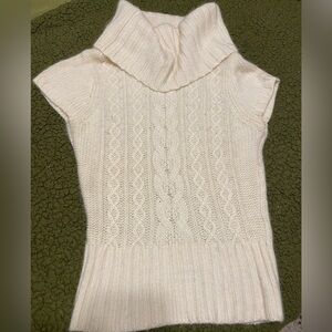 Bebe cabled angora and wool short sleeve cabled cowl neck sweater xs